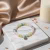 The Fortunate Heart love and good fortune bracelet with pastel pink Morganite and green Burmese Jade.