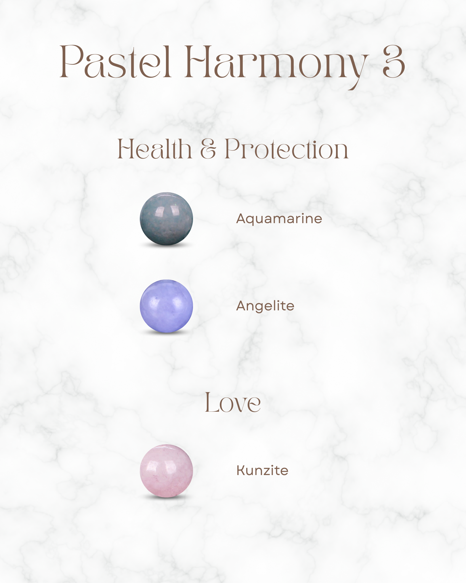 A high-vibration crystal healing bracelet with soft pastel stones for peace, tranquility, and meditation.