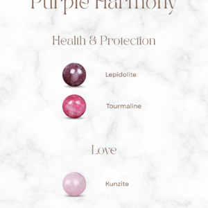 A crystal healing bracelet with Tourmaline and Lepidolite for stress relief during life transitions.